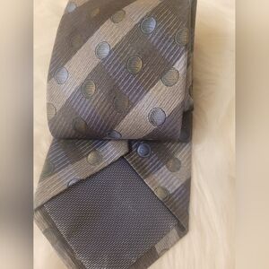 Bellissima Men's Necktie 100% Silk Made Italy Blue & Brown Dots